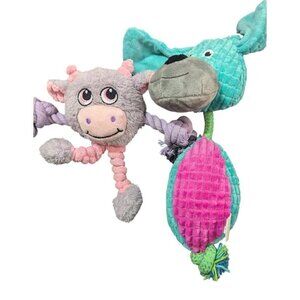 Plush Rope Dog Toys Set - Cow & Dog - Interactive Squeaky Chew Toys For Dogs